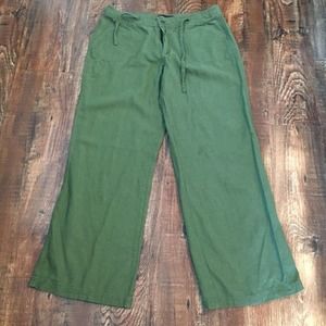Marisa Rose XXXXL 4X Girls Green Cropped Capri Linen Pants Drawstring Straight